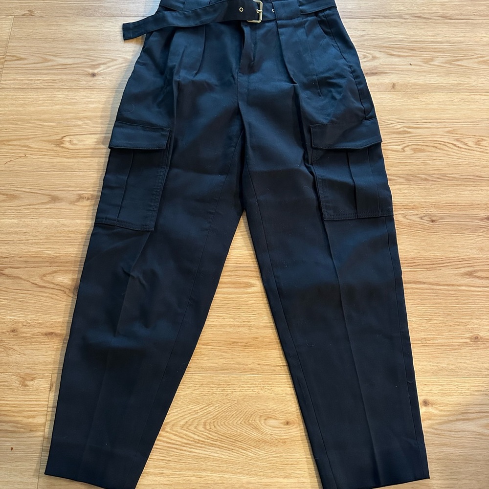 Banana Republic Women’s High-Waisted and Belted Black Cargo Dress Pants